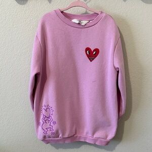 H&M KEITH HARING Light Pink SWEATSHIRT.